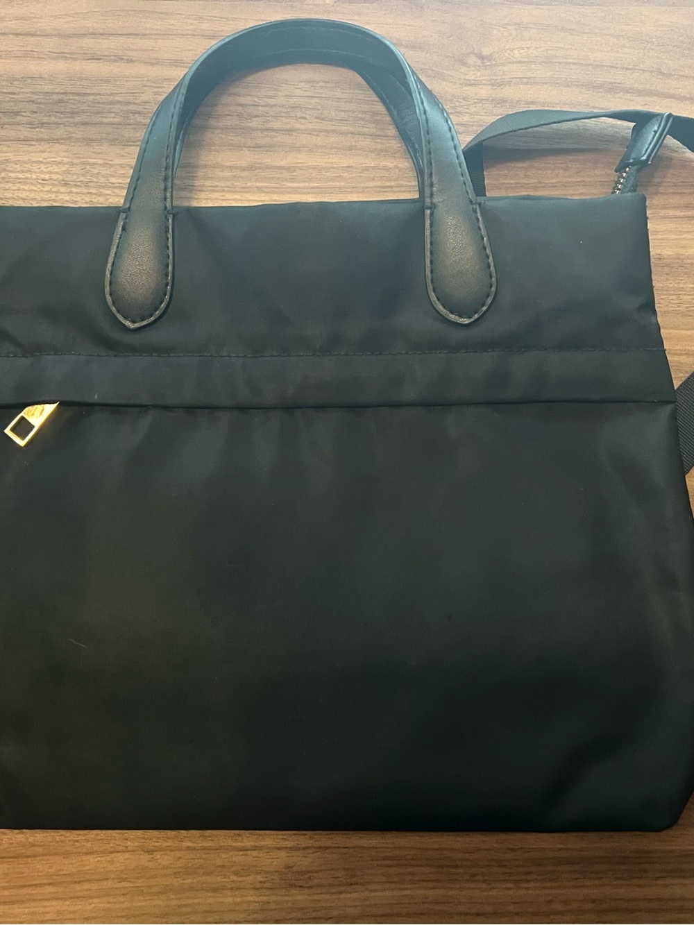 A New Day black handbag with Top Handles and Gold Accent